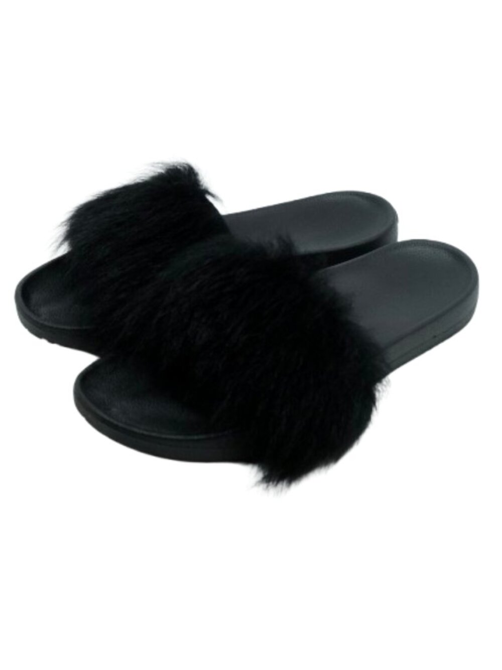 UGG~Royale Slide~BLACK FUR TOPPED WOMENS SANDALS  SHOES Sz 10 LIKE NEW